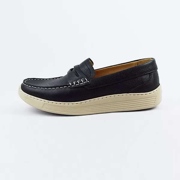 Moccasin pour homme confort R110 Noir cuir sandale médicale femme confortable Maroc